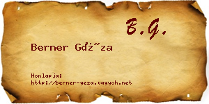 Berner Géza névjegykártya